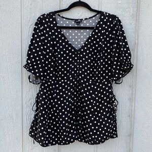 Bundle 3 for 50% off Torrid Retro Black and White Polka Dot Blouse Side Ties